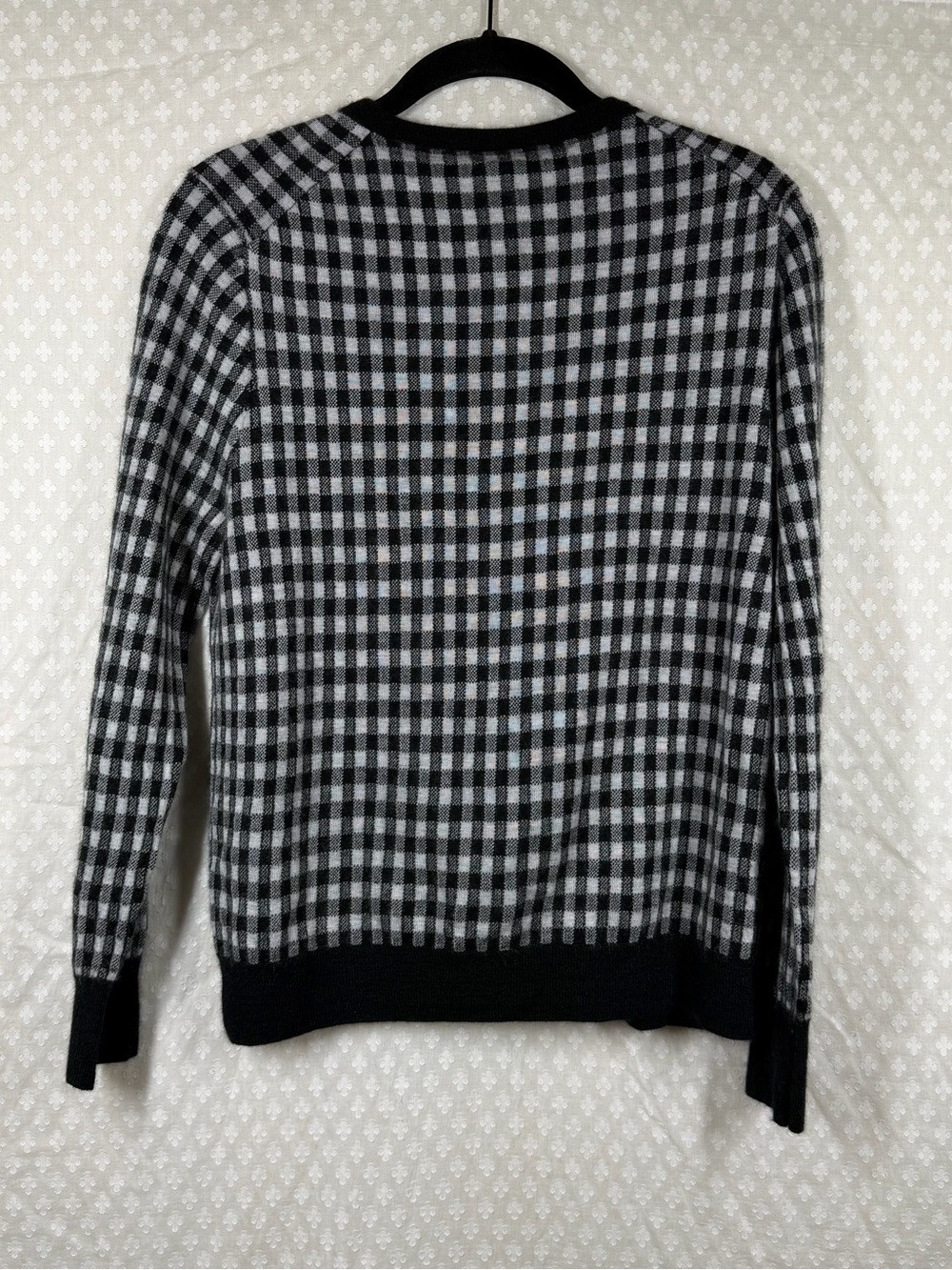 J. Crew Collection Black White Gingham Italian Cashmere Cardigan - Picture 5 of 5
